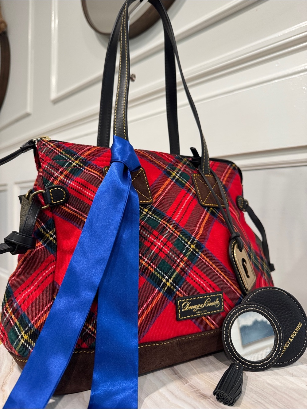 Dooney & Bourke Bag Red Tartan Plaid Holiday Tote